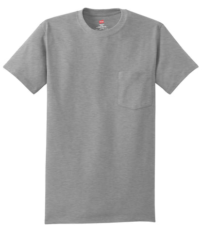 Front View of Light Steel Hanes - Authentic 100% Cotton T-Shirt with Pocket. 5590