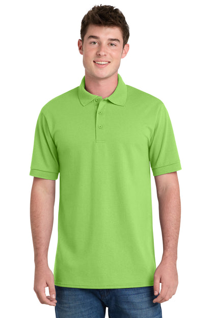 Front View of Lime Port & Company Tall Core Blend Jersey Knit Polo. KP55T