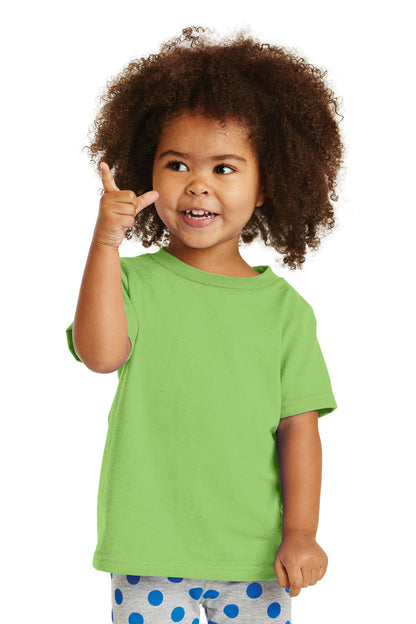 Front View of Lime Port & Company Toddler Core Cotton Tee. CAR54T