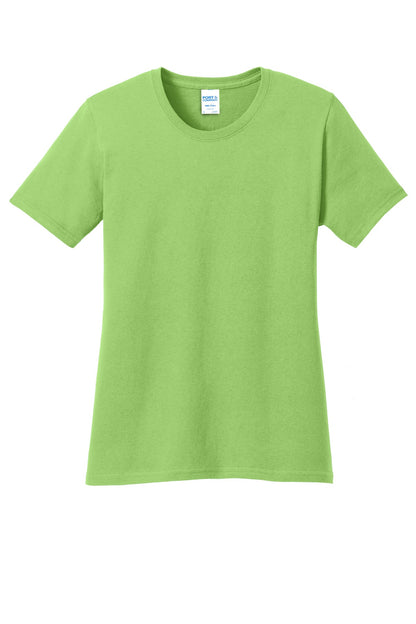 Front View of Lime Port & Company Women's Core Cotton Tee. LPC54