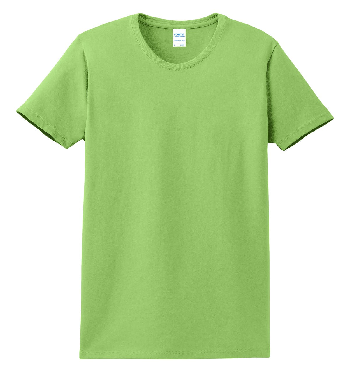Front View of Lime Port & Company Women's Essential Tee. LPC61