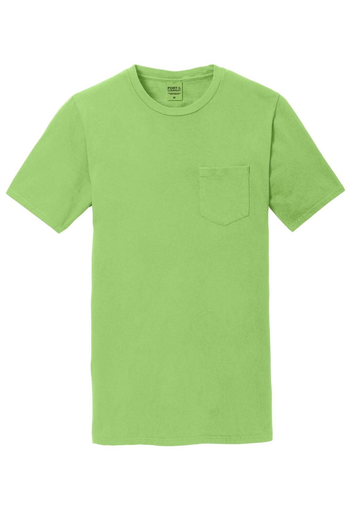 Front View of Limeade Port & Company Beach Wash Garment-Dyed Pocket Tee. PC099P
