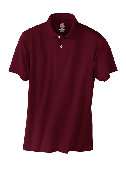 Front View of Maroon Hanes EcoSmart - 5.2-Ounce Jersey Knit Sport Shirt 054X