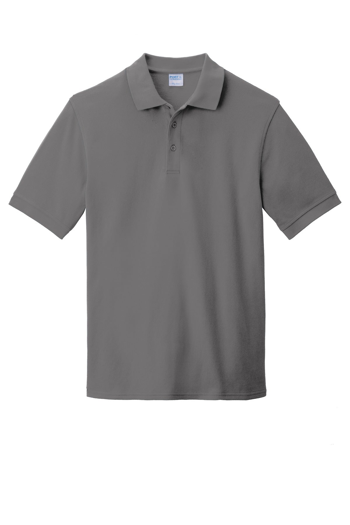 Front View of Medium Grey Port & Company Combed Ring Spun Pique Polo. KP1500