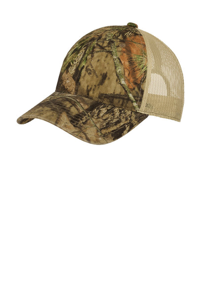 Front View of MOBU Cntry/Tan Port Authority Unstructured Camouflage Mesh Back Cap. C929
