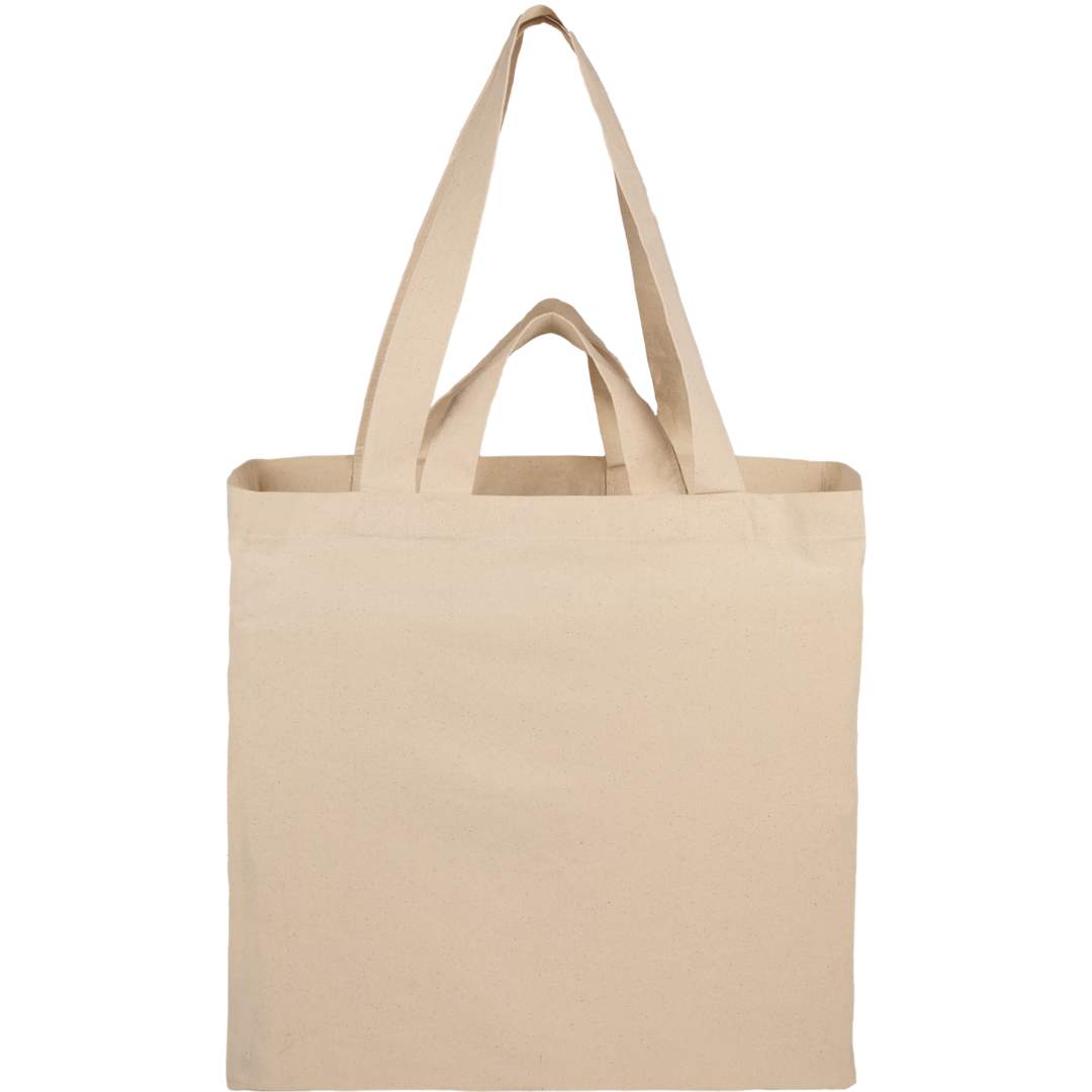 Front View of Natural Organic 6oz Cotton Dual Carry Tote plain