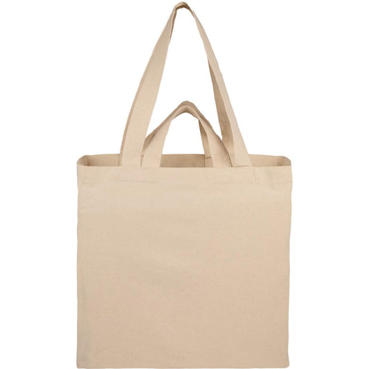 Front View of Natural Organic 6oz Cotton Dual Carry Tote plain