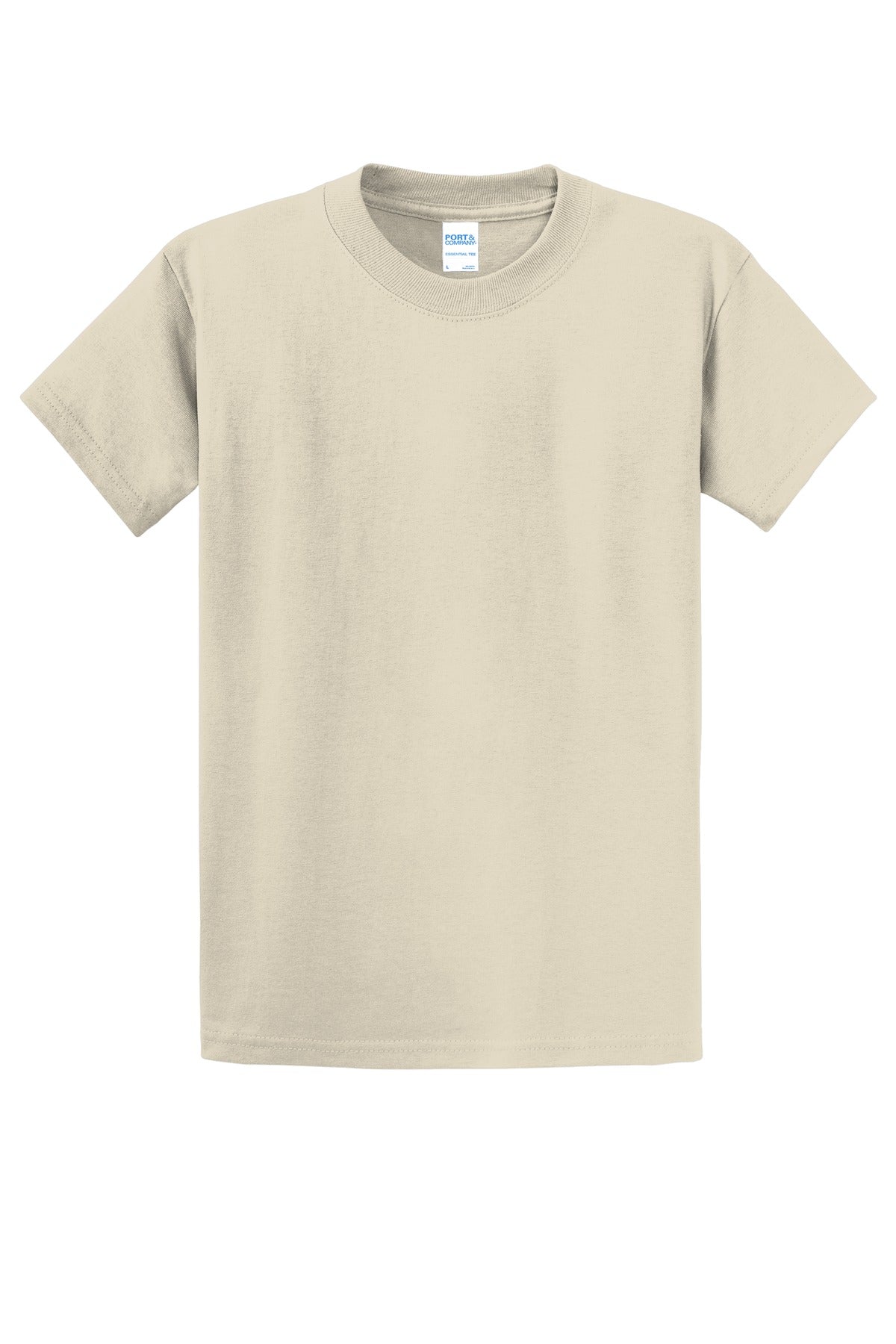 Front View of Natural Port & Company Tall Essential Tee. PC61T