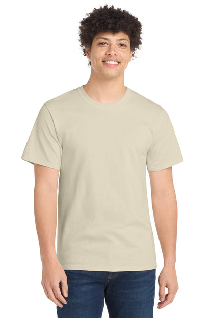 Front View of Natural Port & Company Tall Essential Tee. PC61T