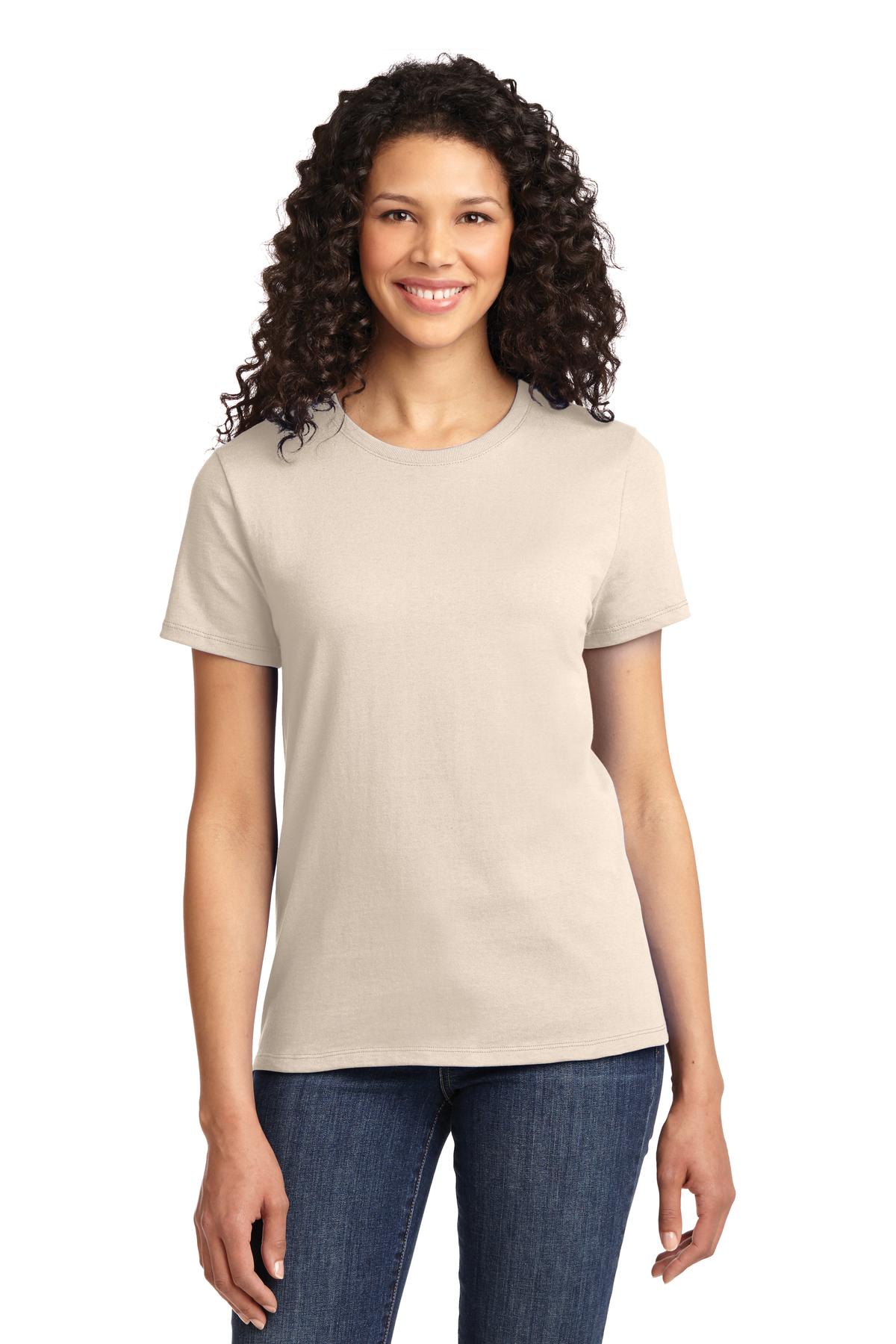 Front View of Natural Port & Company Women's Essential Tee. LPC61
