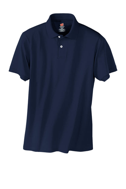 Front View of Navy Hanes EcoSmart - 5.2-Ounce Jersey Knit Sport Shirt 054X