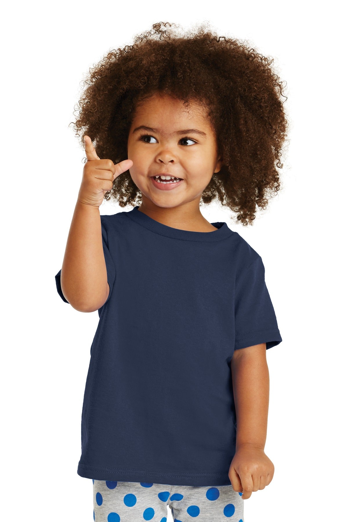 Front View of Navy Port & Company Toddler Core Cotton Tee. CAR54T