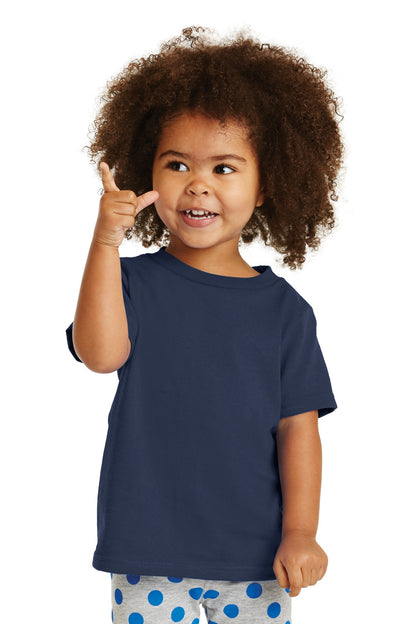 Front View of Navy Port & Company Toddler Core Cotton Tee. CAR54T