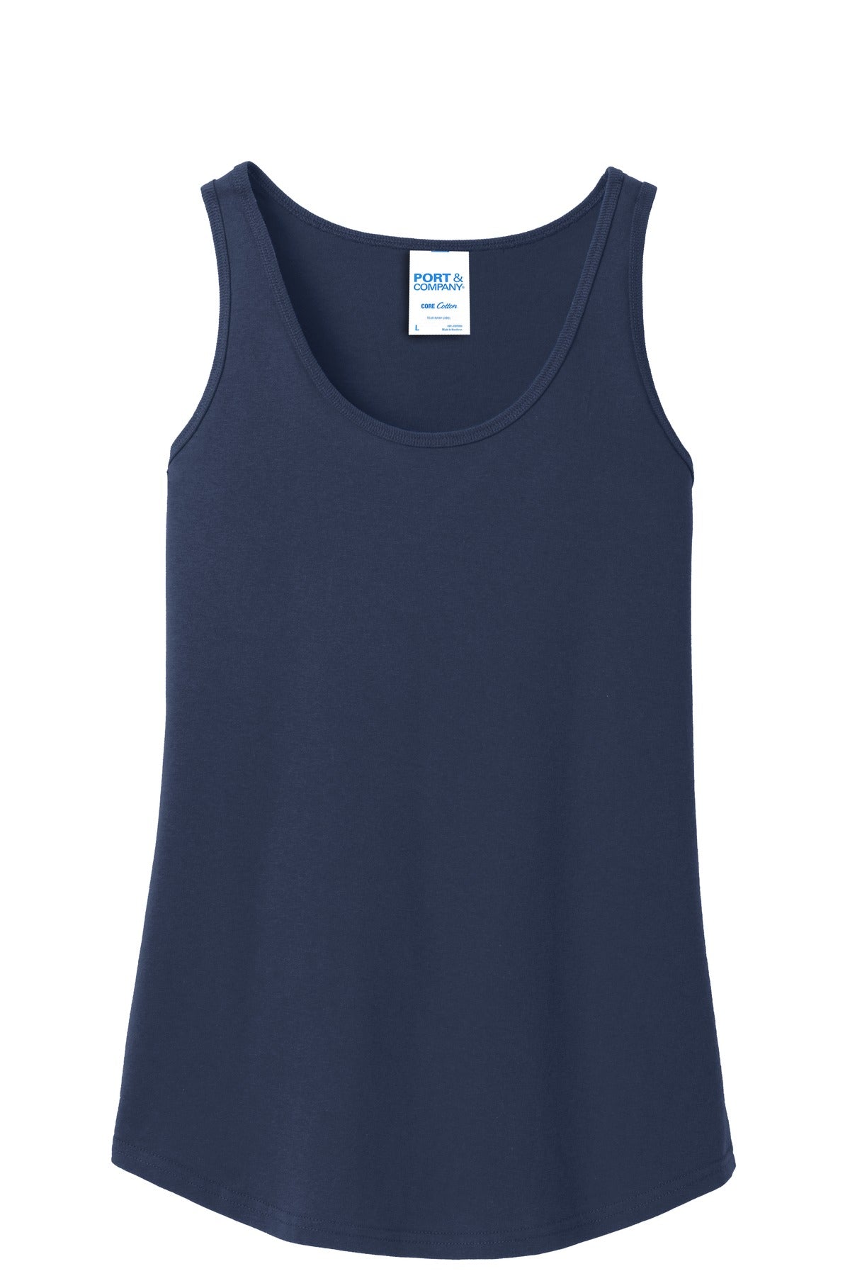 Front View of Navy Port & Company Women's Core Cotton Tank Top. LPC54TT