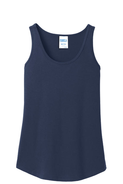 Front View of Navy Port & Company Women's Core Cotton Tank Top. LPC54TT