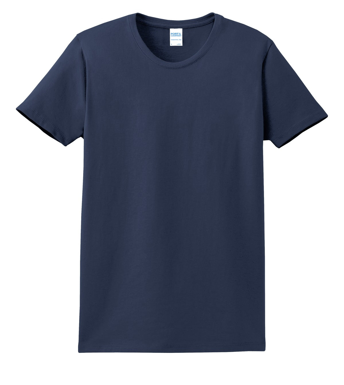 Front View of Navy Port & Company Women's Essential Tee. LPC61