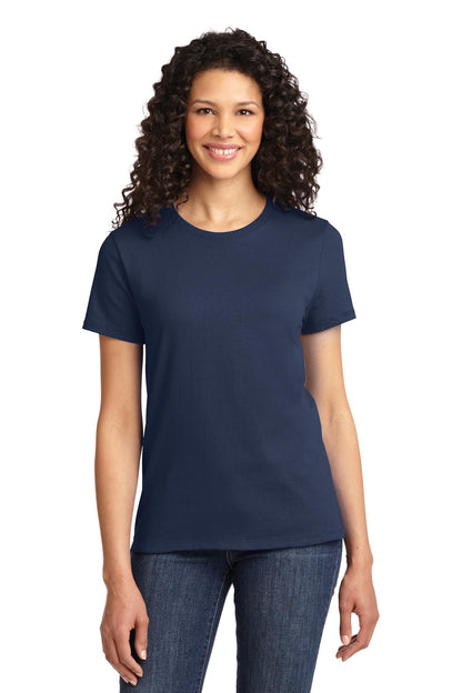 Front View of Navy Port & Company Women's Essential Tee. LPC61