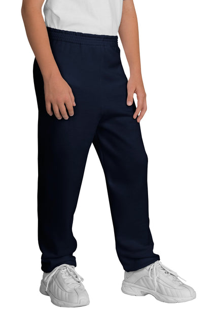 Front View of Navy Port & Company - Youth Core Fleece Sweatpant. PC90YP