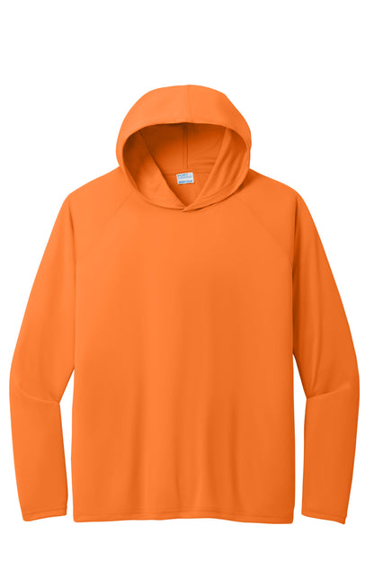 Front View of NeonOrange Port & Company Performance Pullover Hooded Tee PC380H