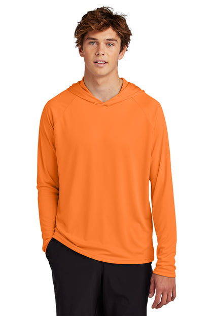 Front View of NeonOrange Port & Company Performance Pullover Hooded Tee PC380H