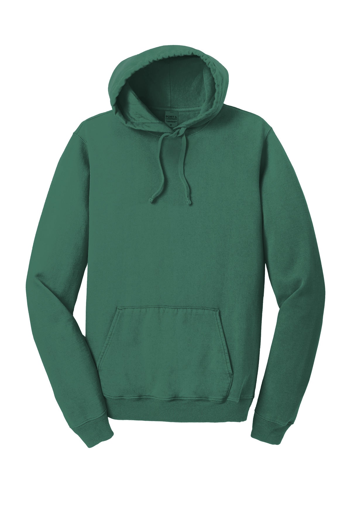 Front View of NordicGrn Port & Company Beach Wash Garment-Dyed Pullover Hooded Sweatshirt. PC098H