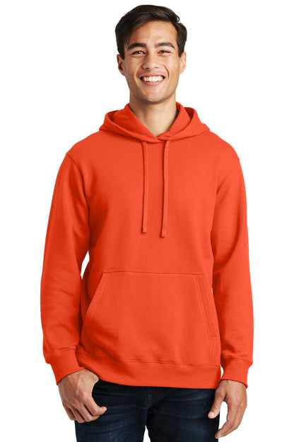 Front View of Orange Port & Company Fan Favorite Fleece Pullover Hooded Sweatshirt. PC850H