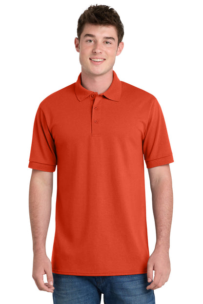 Front View of Orange Port & Company Tall Core Blend Jersey Knit Polo. KP55T