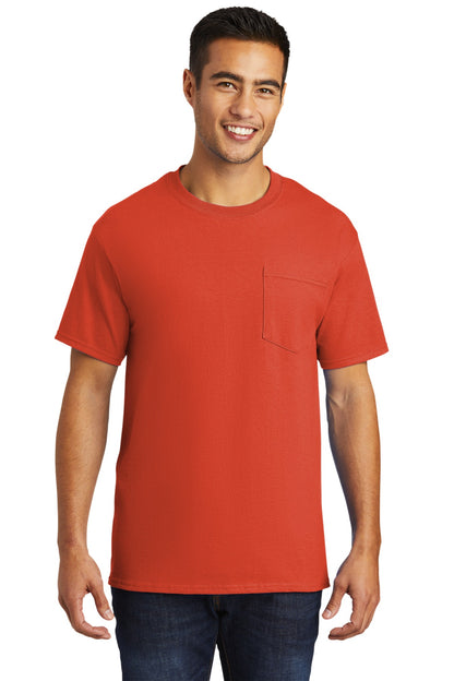 Front View of Orange Port & Company - Tall Essential Pocket Tee. PC61PT