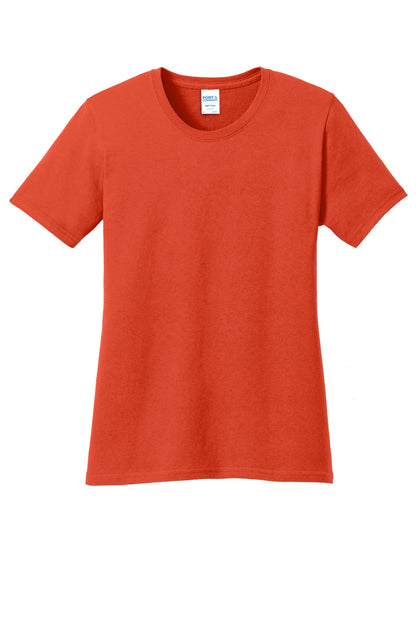 Front View of Orange Port & Company Women's Core Cotton Tee. LPC54