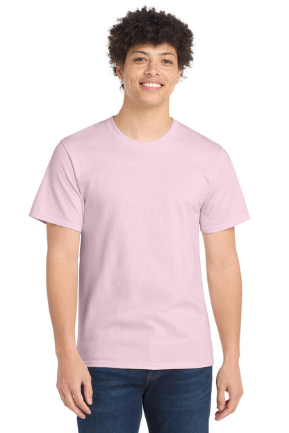 Front View of Pale Pink Port & Company Tall Essential Tee. PC61T