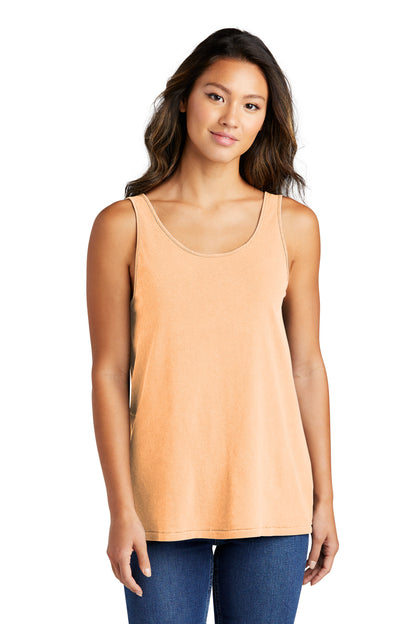Front View of Peach Port & Company Women's Beach Wash Garment-Dyed Tank LPC099TT
