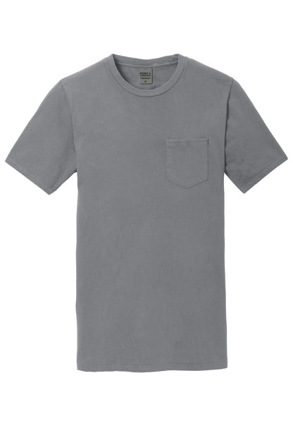 Front View of Pewter Port & Company Beach Wash Garment-Dyed Pocket Tee. PC099P