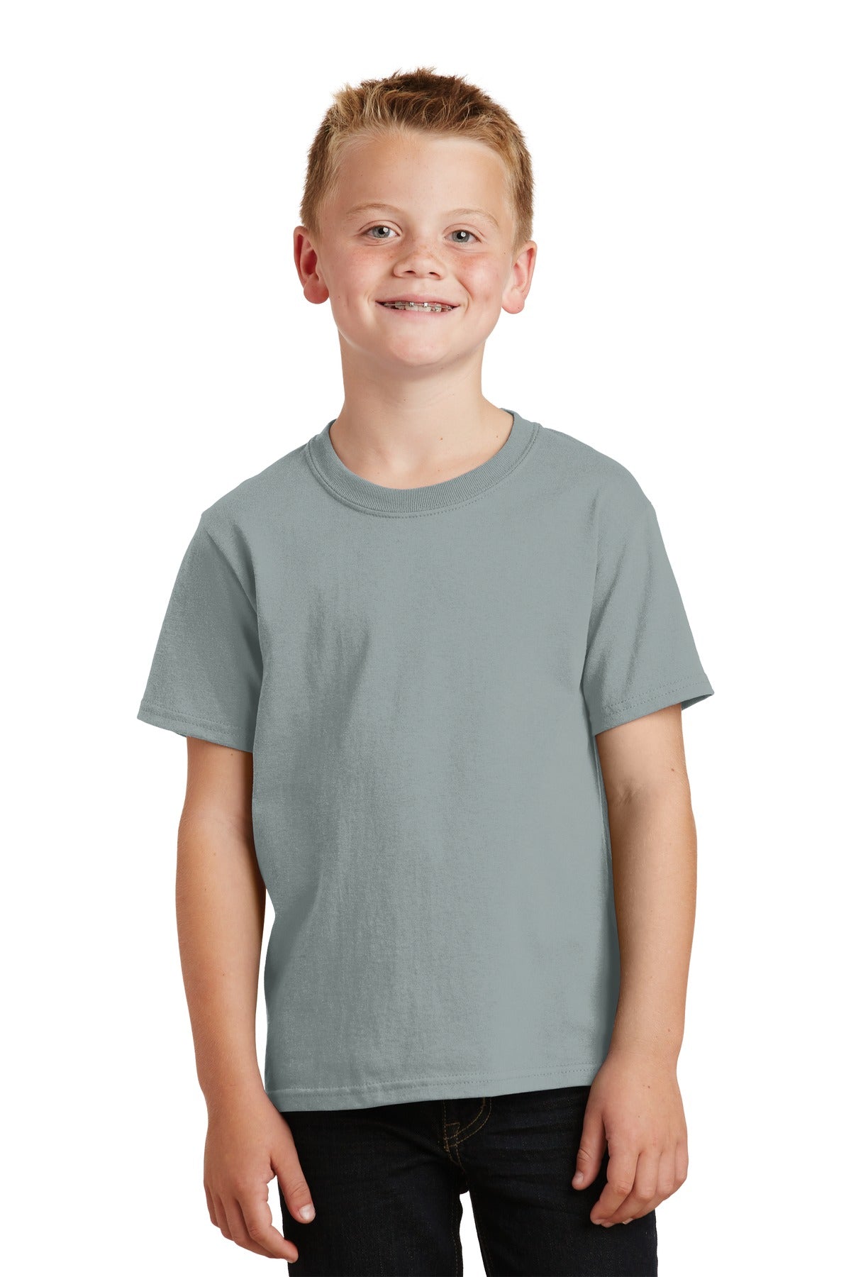 Front View of Pewter Port & Company Youth Beach Wash Garment-Dyed Tee. PC099Y
