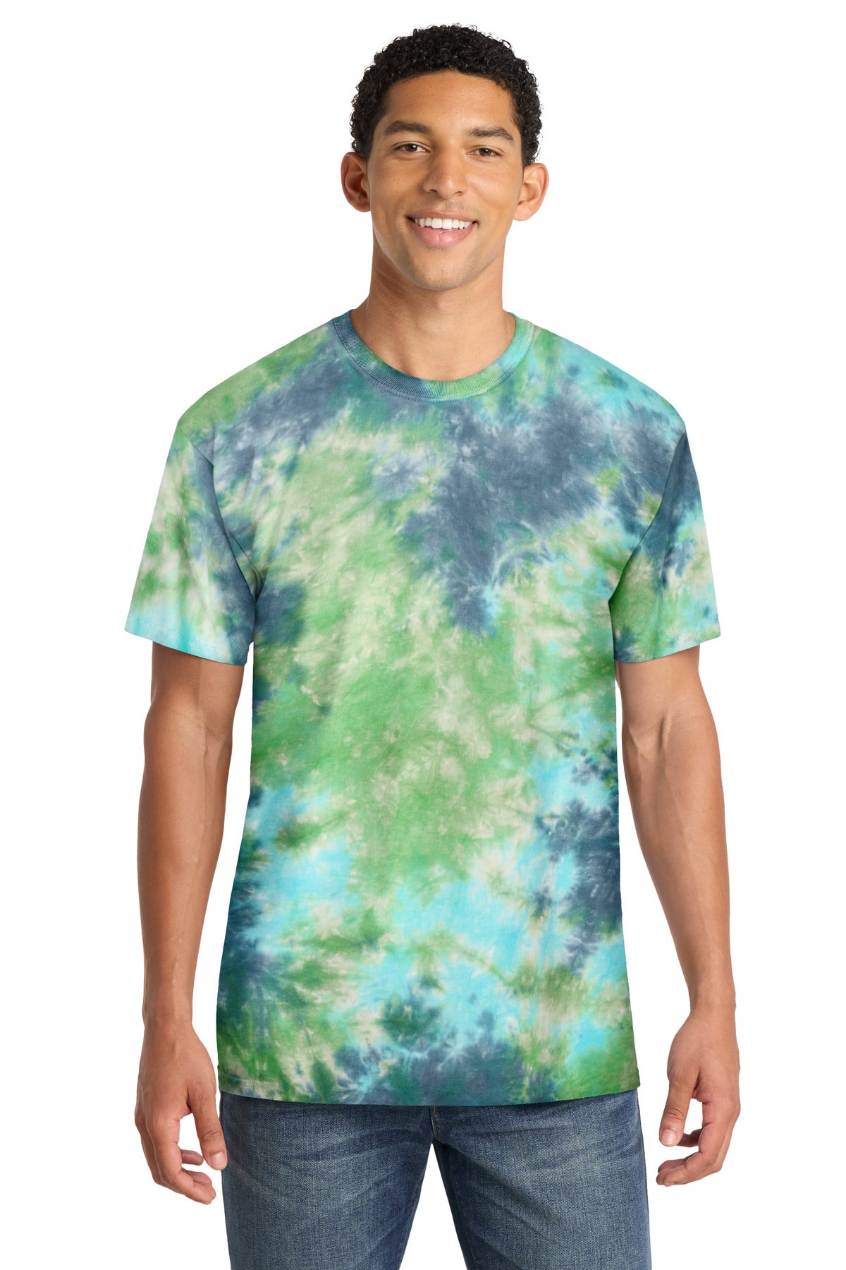 Front View of PlnErtCbst Port & Company Crystal Tie-Dye Tee PC145
