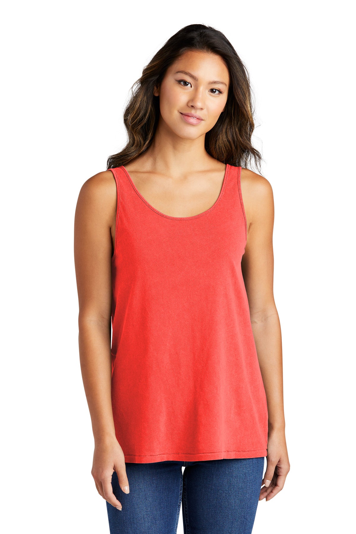 Front View of Poppy Port & Company Women's Beach Wash Garment-Dyed Tank LPC099TT