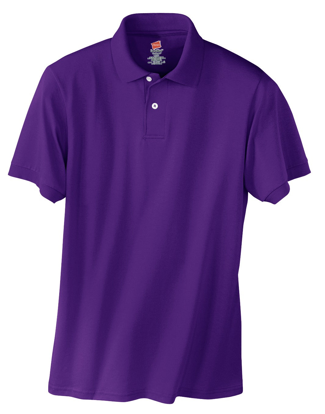 Front View of Purple Hanes EcoSmart - 5.2-Ounce Jersey Knit Sport Shirt 054X