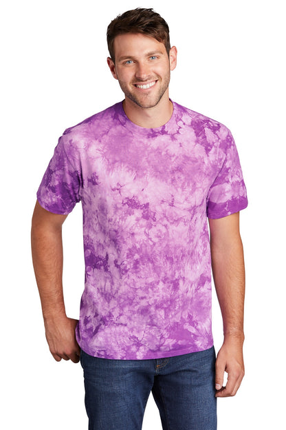 Front View of Purple Port & Company Crystal Tie-Dye Tee PC145