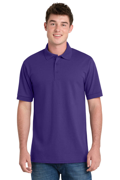 Front View of Purple Port & Company Tall Core Blend Jersey Knit Polo. KP55T