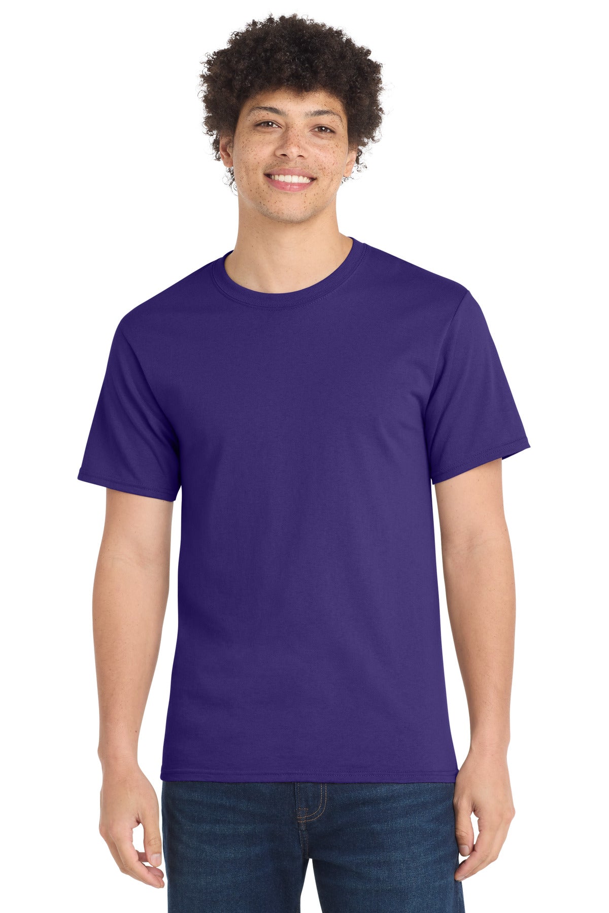 Front View of Purple Port & Company Tall Essential Tee. PC61T