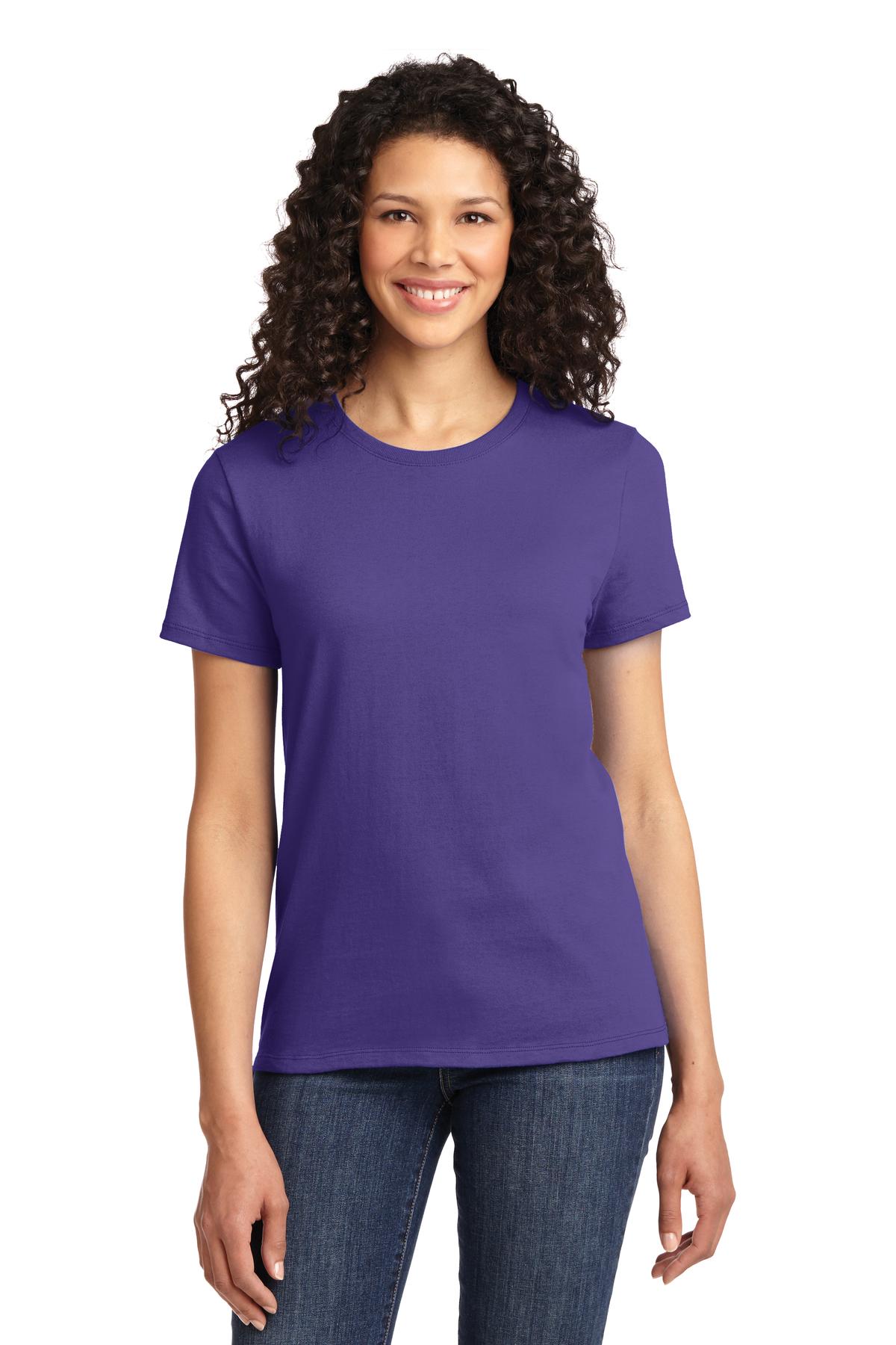 Front View of Purple Port & Company Women's Essential Tee. LPC61