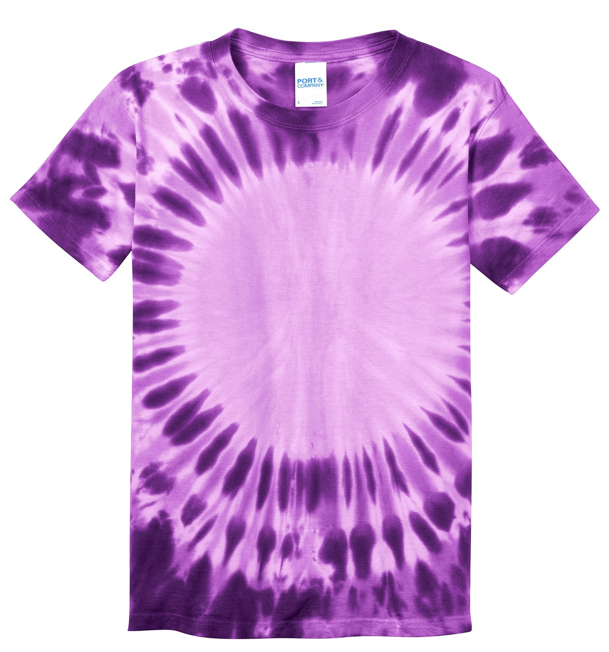 Front View of Purple Port & Company - Youth Window Tie-Dye Tee. PC149Y