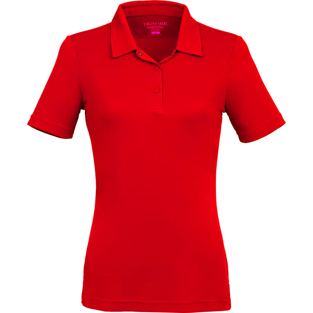 Front View of Red DARA SS Polo - Women's plain