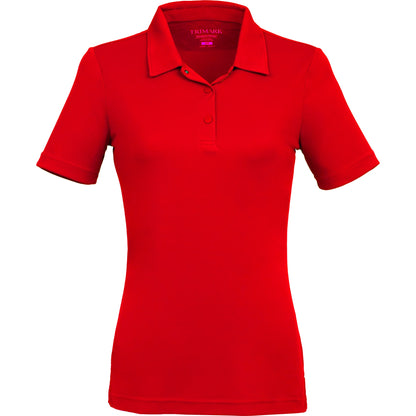 Front View of Red DARA SS Polo - Women's plain