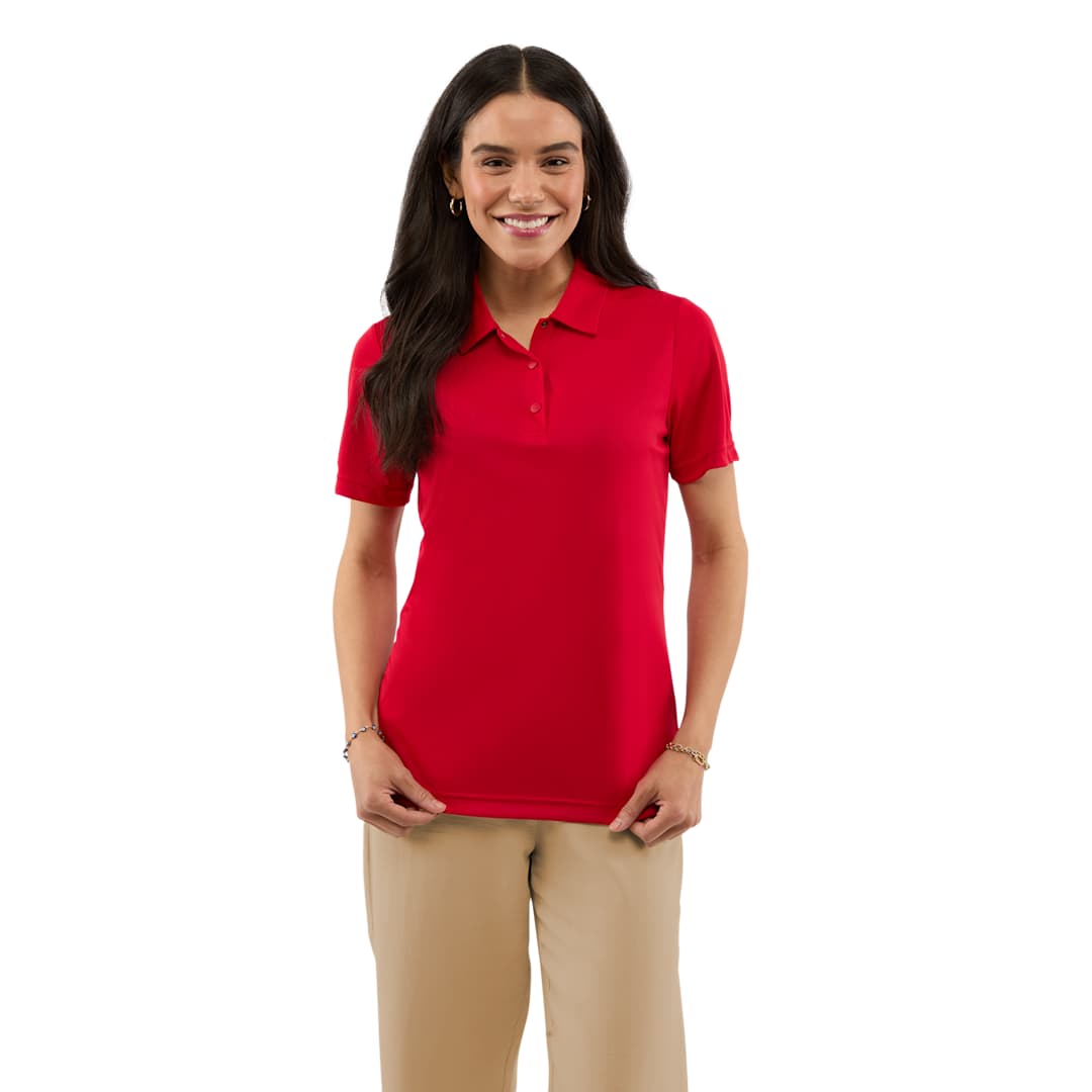 Front View of Red DARA SS Polo - Women's plain