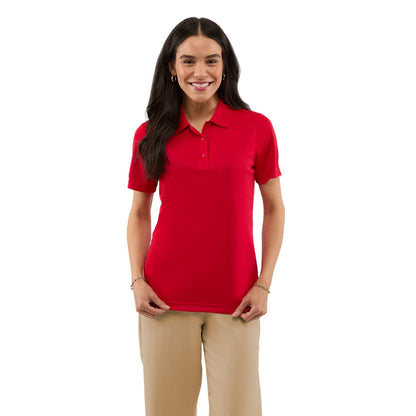 Front View of Red DARA SS Polo - Women's plain