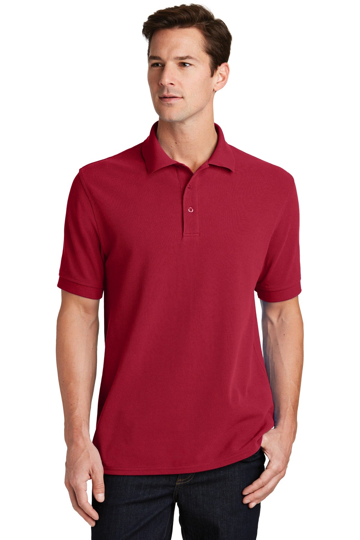 Front View of Red Port & Company Combed Ring Spun Pique Polo. KP1500