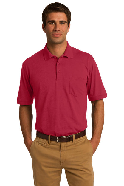 Front View of Red Port & Company Core Blend Jersey Knit Pocket Polo. KP55P