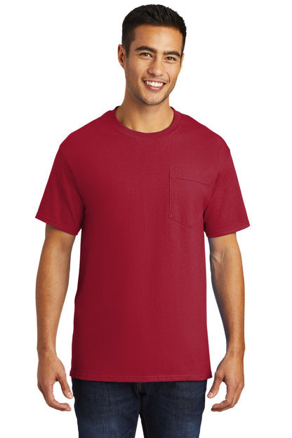 Front View of Red Port & Company - Tall Essential Pocket Tee. PC61PT