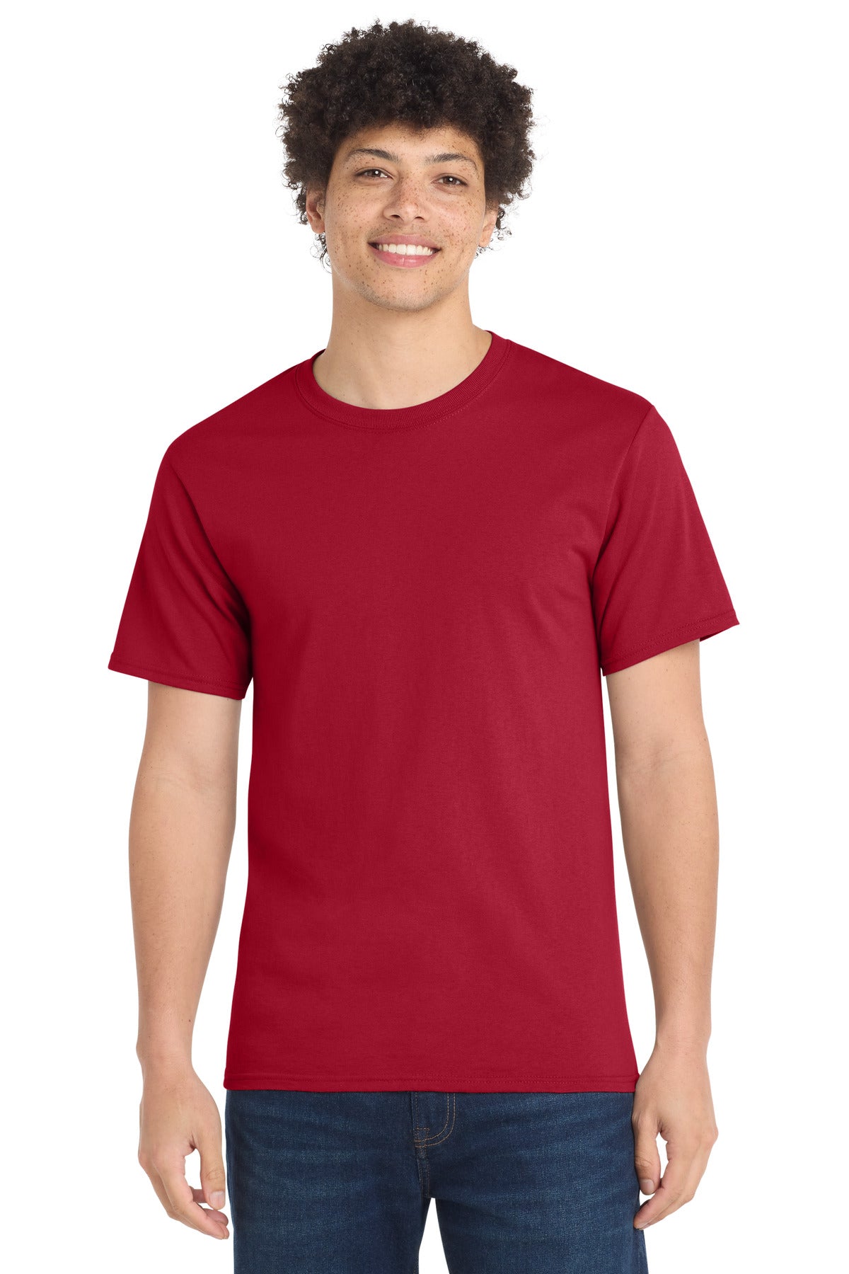 Front View of Red Port & Company Tall Essential Tee. PC61T
