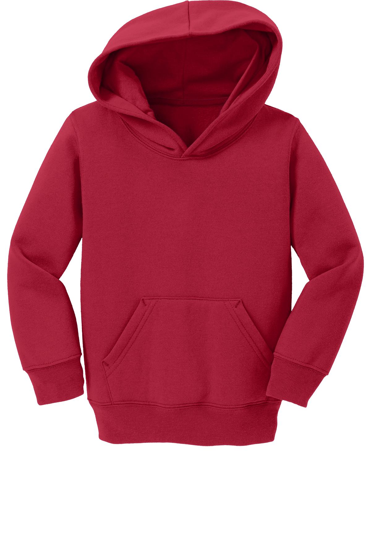 Front View of Red Port & Company Toddler Core Fleece Pullover Hooded Sweatshirt. CAR78TH